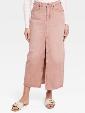 Women's Denim Maxi Skirt - Universal Thread™ Clay Pink